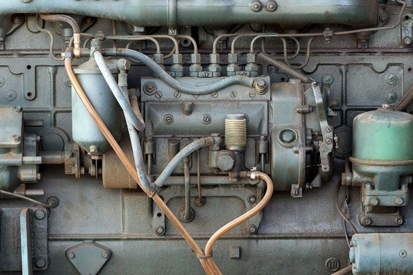 Close-up detail of a diesel engine in the QCS fleet